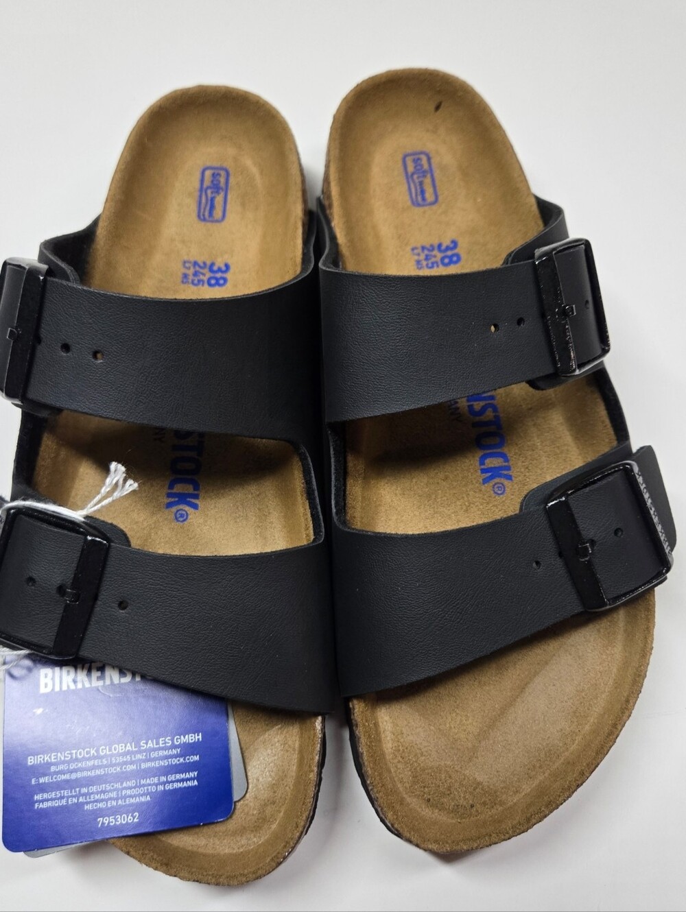 New Birkenstock Arizona Black SFB 38 US 7